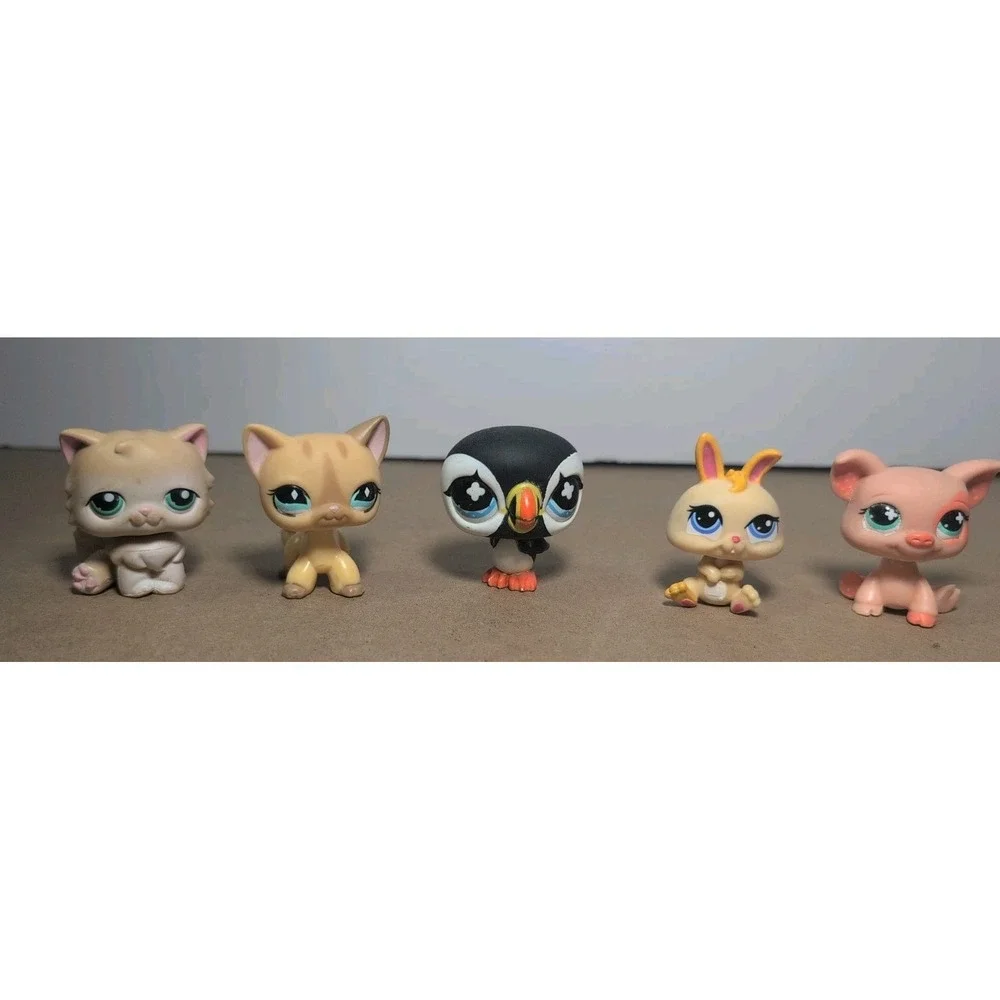Littlest Pet Shop A Lot Of 5 Five Persian Cat, Short Haired Cat Puffin Dwarf...